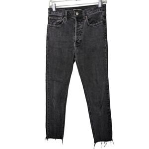Denim Forum Aritzia The Yoko High Rise Slim Faded Black Button Fly Jeans Size 27